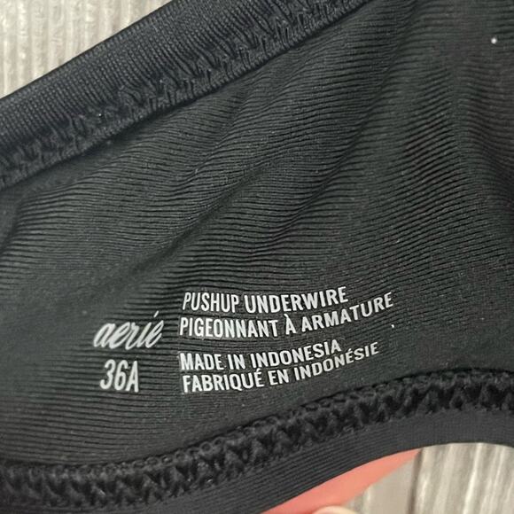 Aerie Push Up Underwire Bikini Top in True‎ Black Size 36A NWT - Picture 6 of 8